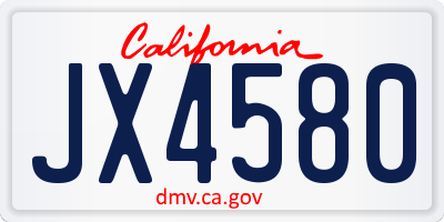 CA license plate JX4580