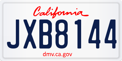 CA license plate JXB8144