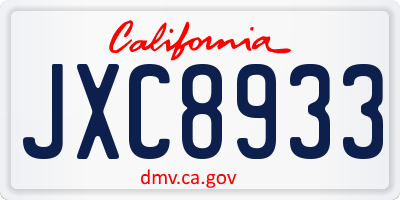 CA license plate JXC8933