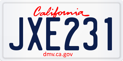 CA license plate JXE231