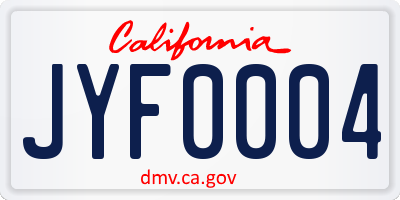 CA license plate JYF0004