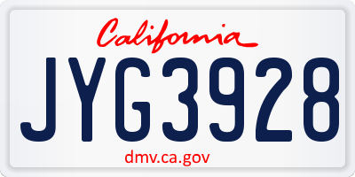 CA license plate JYG3928