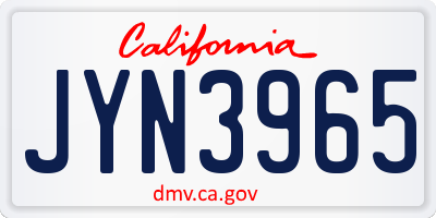 CA license plate JYN3965