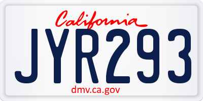 CA license plate JYR293