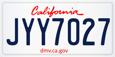 CA license plate JYY7027