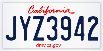 CA license plate JYZ3942