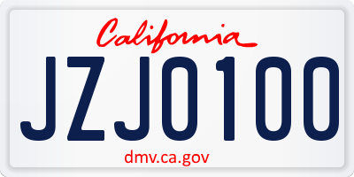 CA license plate JZJ0100