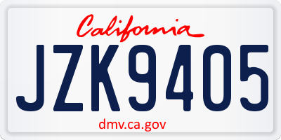 CA license plate JZK9405