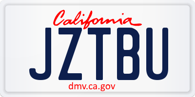 CA license plate JZTBU