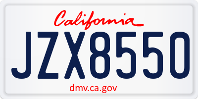 CA license plate JZX8550