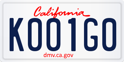 CA license plate K001G0