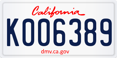 CA license plate K006389