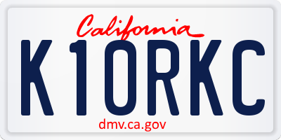 CA license plate K10RKC