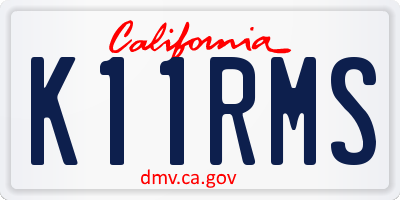 CA license plate K11RMS