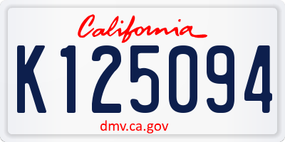 CA license plate K125094