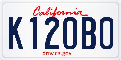 CA license plate K12OBO