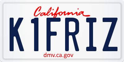 CA license plate K1FRIZ