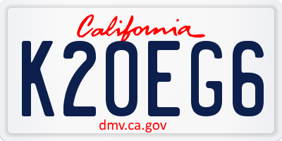 CA license plate K20EG6