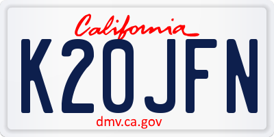 CA license plate K20JFN