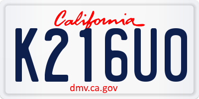 CA license plate K216U0