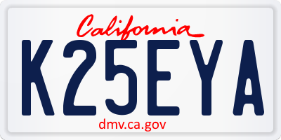 CA license plate K25EYA