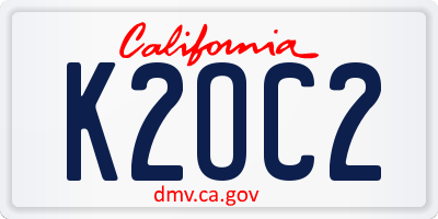 CA license plate K2OC2