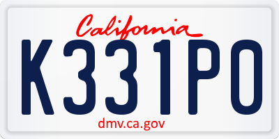 CA license plate K331P0