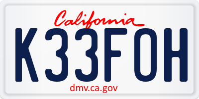 CA license plate K33FOH