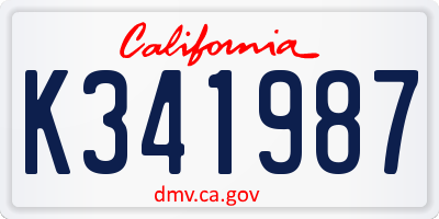 CA license plate K341987