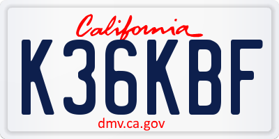 CA license plate K36KBF