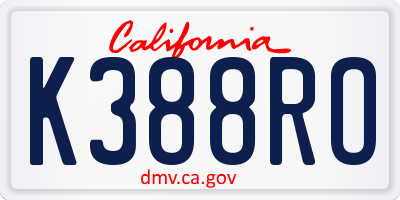 CA license plate K388RO