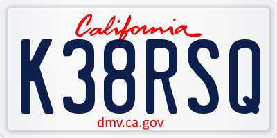 CA license plate K38RSQ