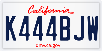 CA license plate K444BJW