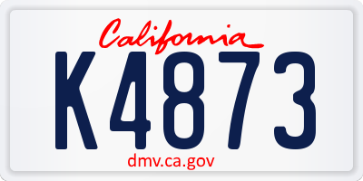 CA license plate K4873