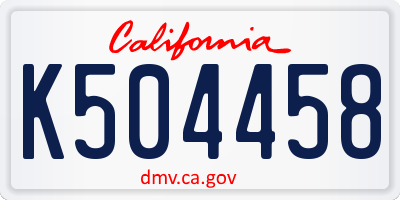 CA license plate K504458