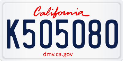 CA license plate K505080