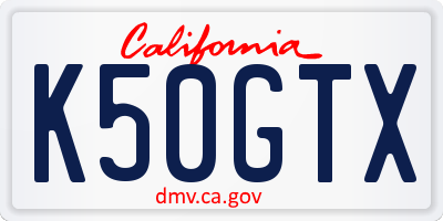 CA license plate K50GTX