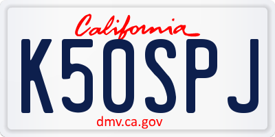 CA license plate K50SPJ