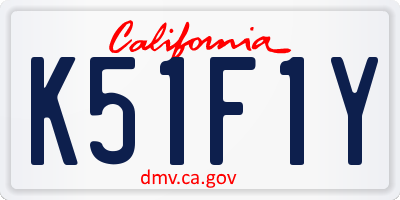 CA license plate K51F1Y