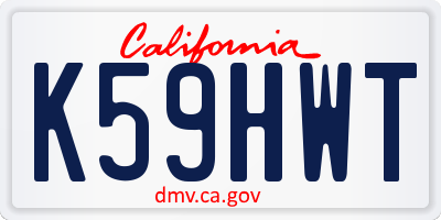 CA license plate K59HWT