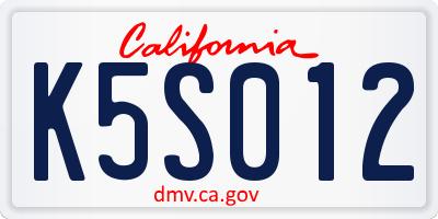 CA license plate K5S012