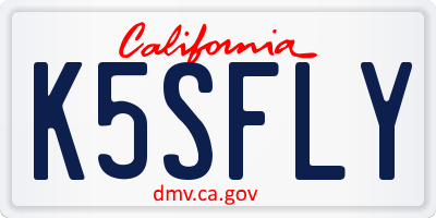 CA license plate K5SFLY