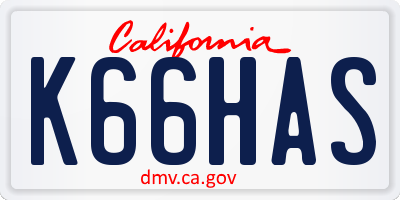 CA license plate K66HAS