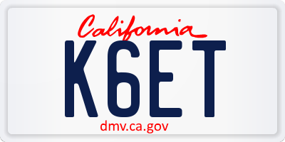 CA license plate K6ET