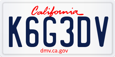 CA license plate K6G3DV