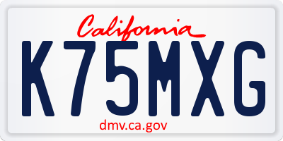 CA license plate K75MXG