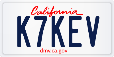 CA license plate K7KEV