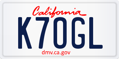 CA license plate K7OGL