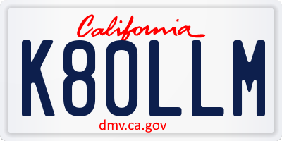 CA license plate K80LLM