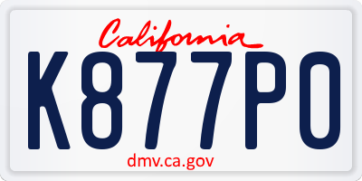 CA license plate K877P0